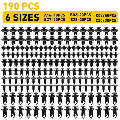 190 PCS Car Fastener Clip Kit Bumper Fender Rivet Clipsw