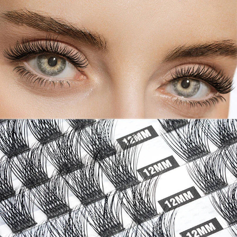 ETVITE DIY Cluster Lashes Fluffy Volume Eyelash Extension Natural Bundles Individual Lashes