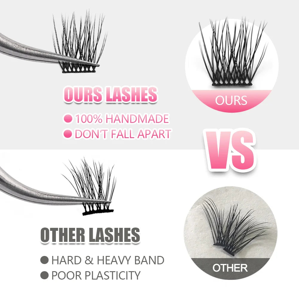 YUANZHIJIE Dramatic Eyelashes Bundles Soft Premium Mink Individual DIY Clusters Lashes