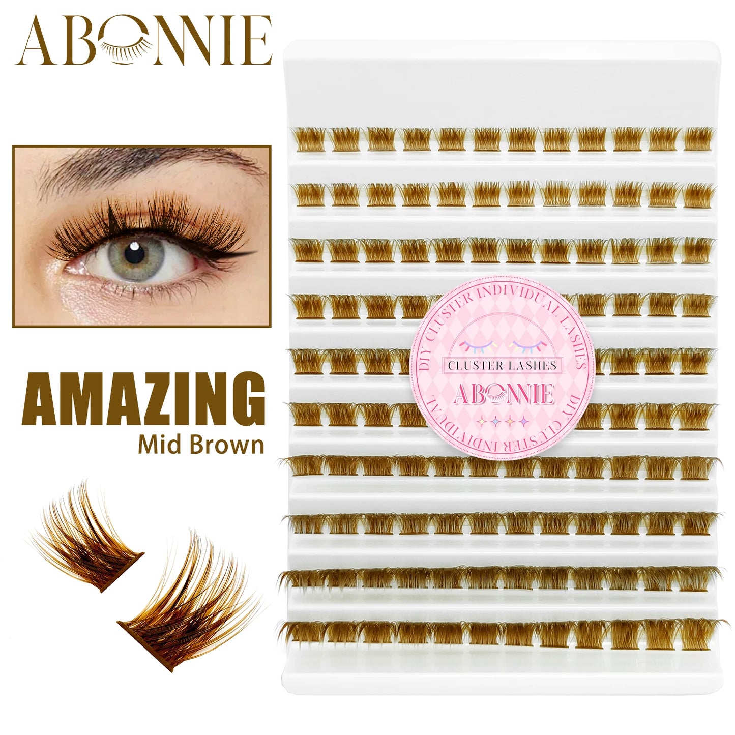 ABONNIE Dark Brown 40D 60D Diy Cluster Lashes Heat Bonded