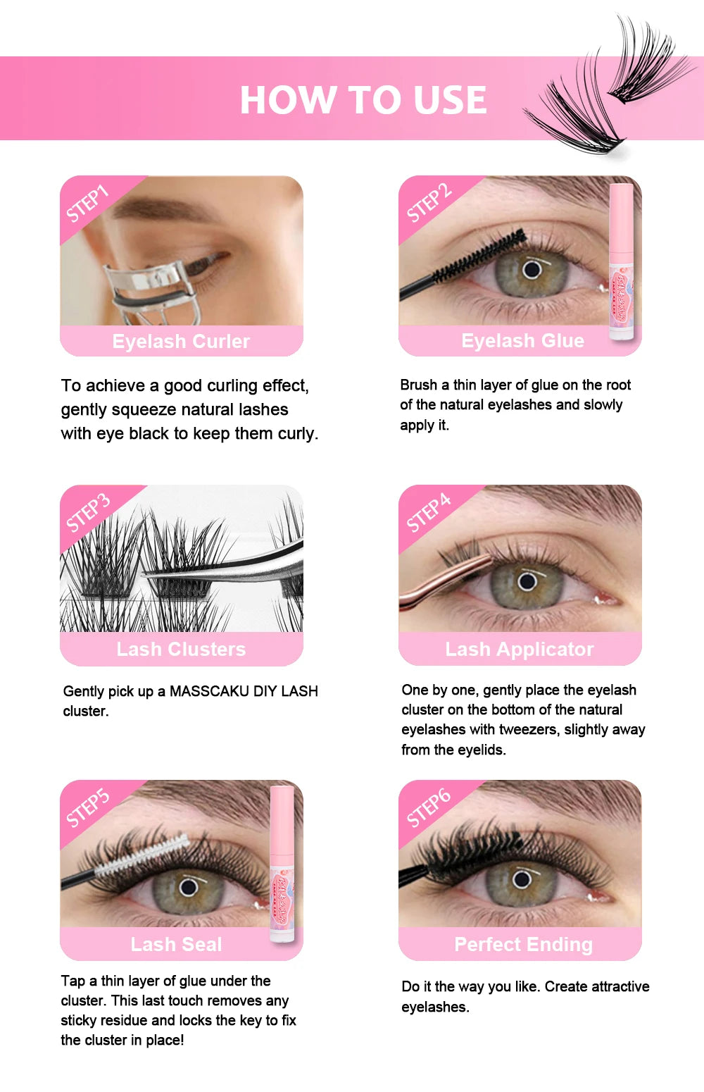 MASSCAKU Newest 240 Clusters 20D DIY Cluster Eyelashes Extension Premade Fans Russian Natural