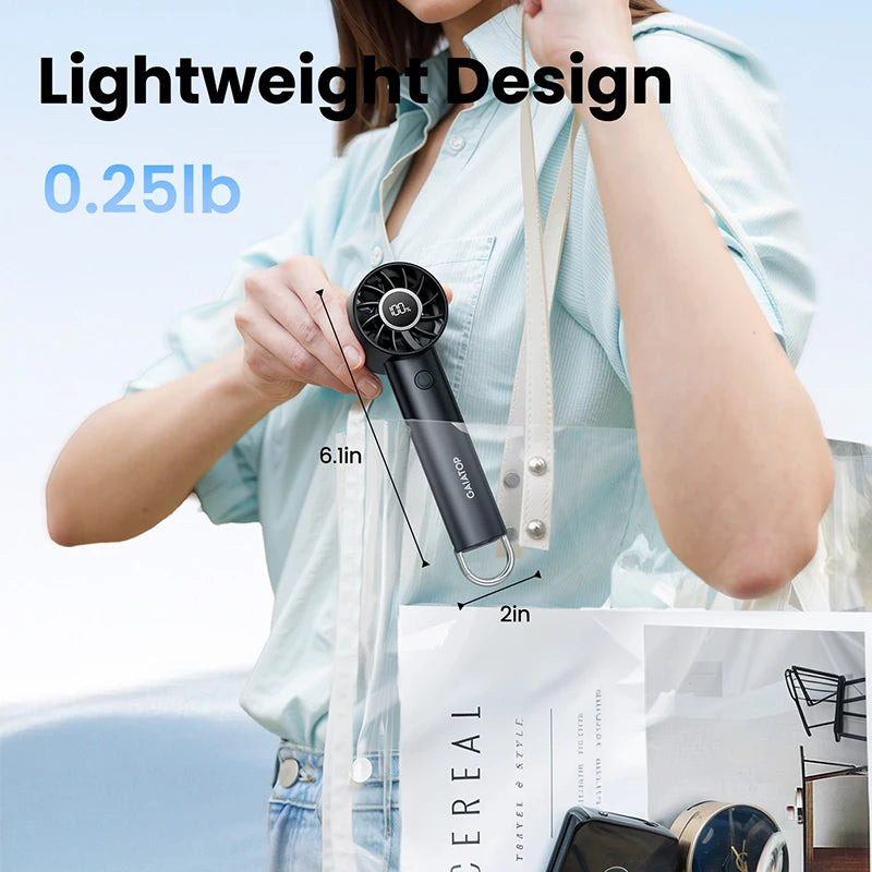 GAIATOP Portable Mini Fan, Handheld Fan with LED Display & Flashlight, 3 Speeds 2000mAh USB Rechargeable Battery Fan