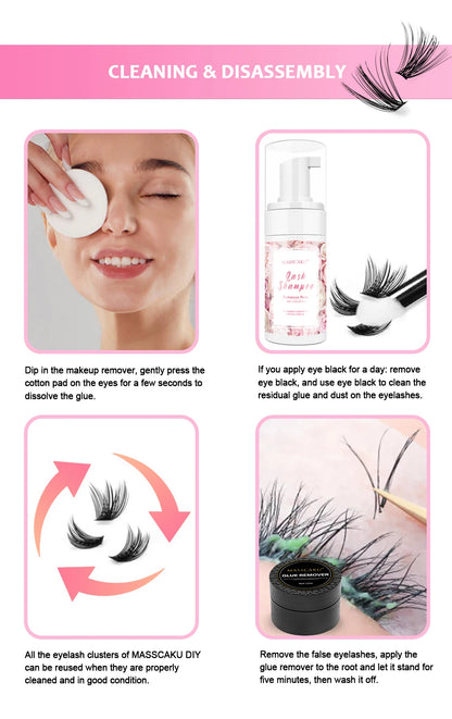 MASSCAKU Newest 240 Clusters 20D DIY Cluster Eyelashes Extension Premade Fans Russian Natural