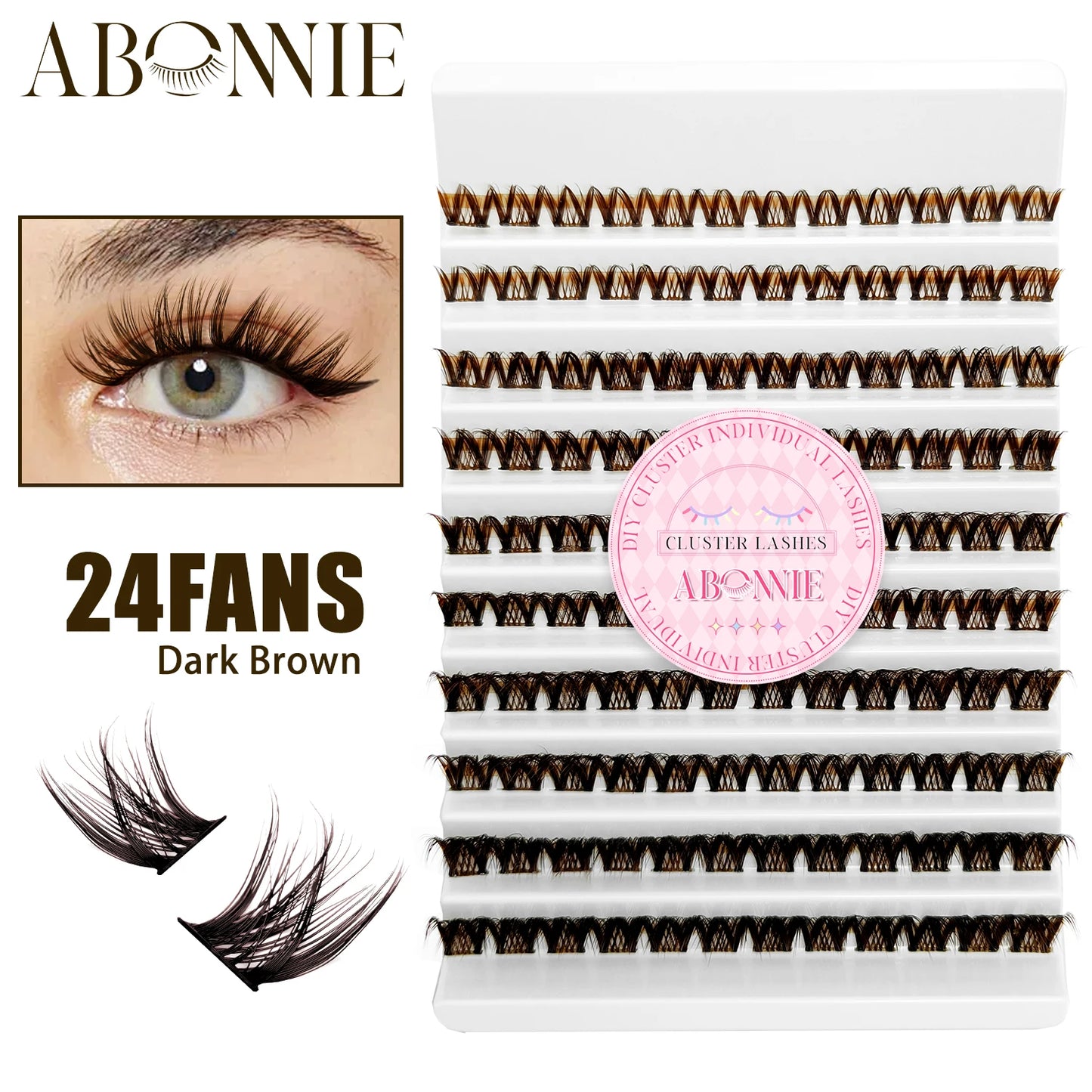 ABONNIE Dark Brown Diy Cluster Lashes 40D 60D D Curl Individual