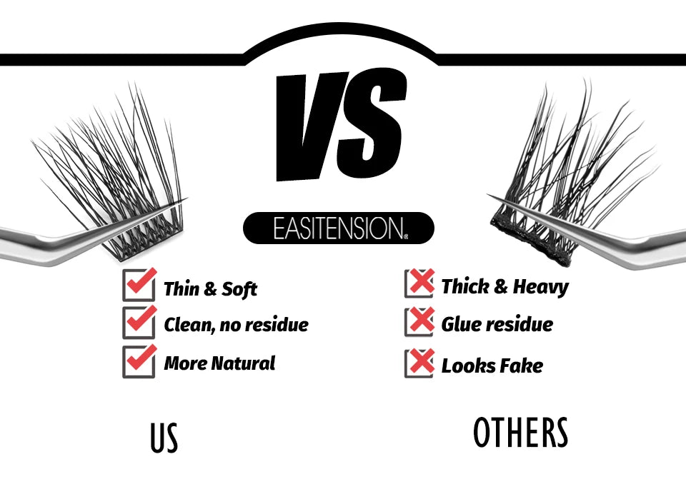 EASITENSION  9 Styles DIY Cluster Eyelash Extension Faux Mink  Natural Dovetail