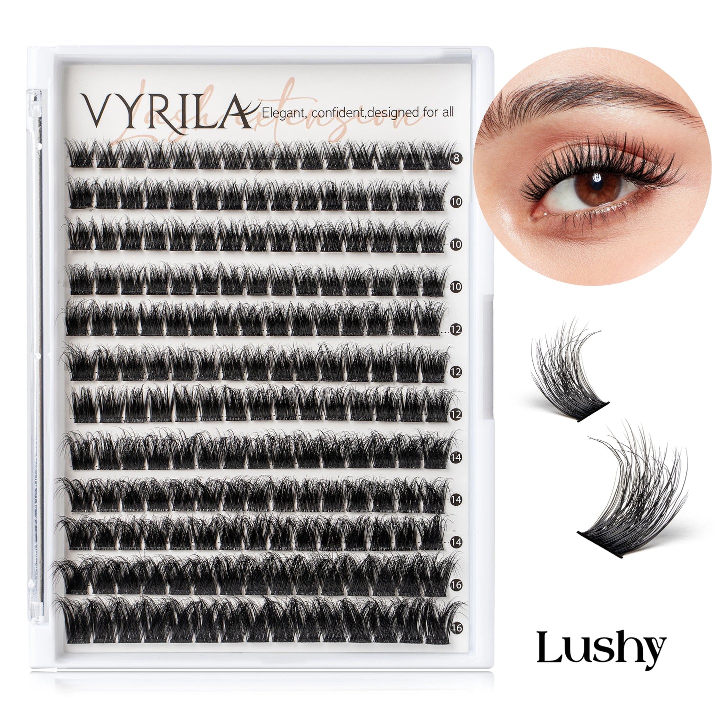 VYRILA 3D Wispy Individual Lashes Fluffy Natural 8-16mm D Curl