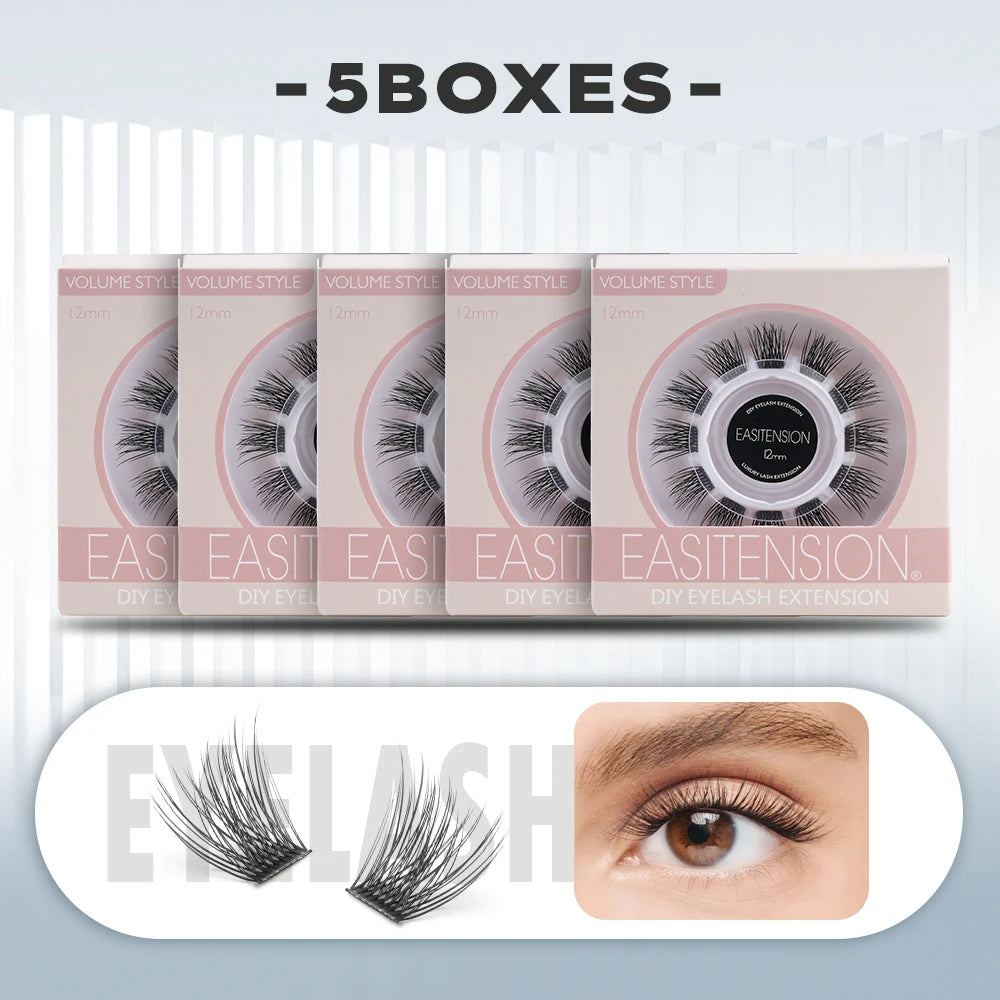 EASITENSION  9 Styles DIY Cluster Eyelash Extension Faux Mink  Natural Dovetail