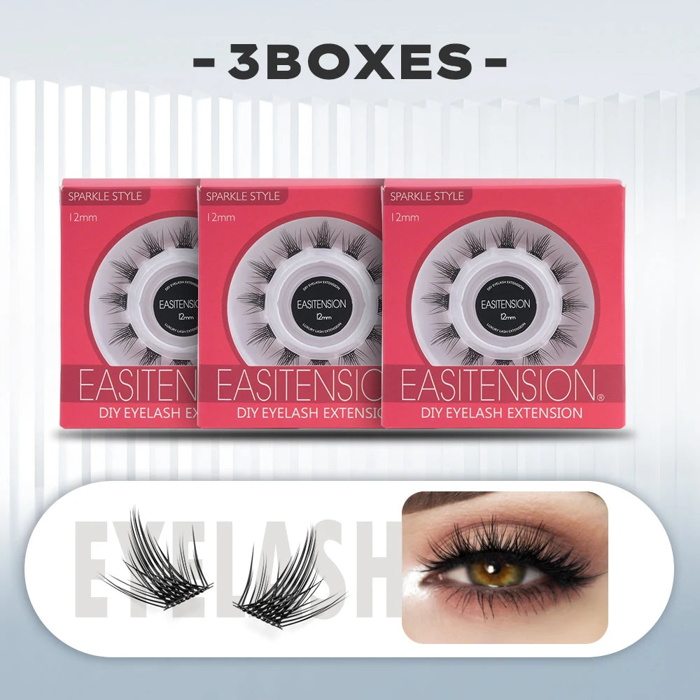 EASITENSION  9 Styles DIY Cluster Eyelash Extension Faux Mink  Natural Dovetail