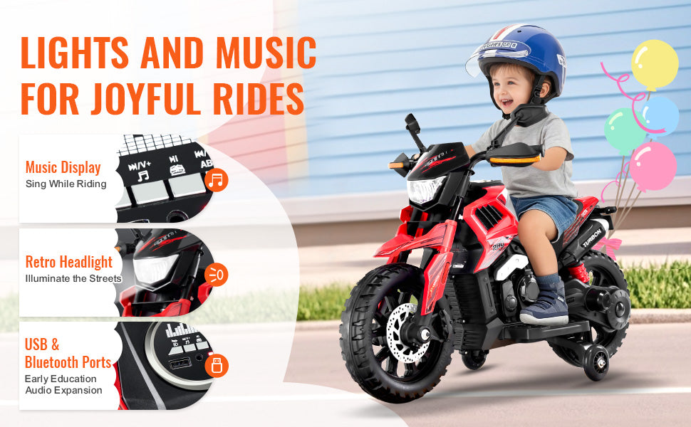Motorcycle with Detachable Wheel Headlight Music Bluetooth for Boys Gifts